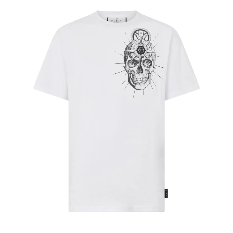 Philipp Plein T-Shirt Round Neck T-Shirt Skull Tattoo weiss