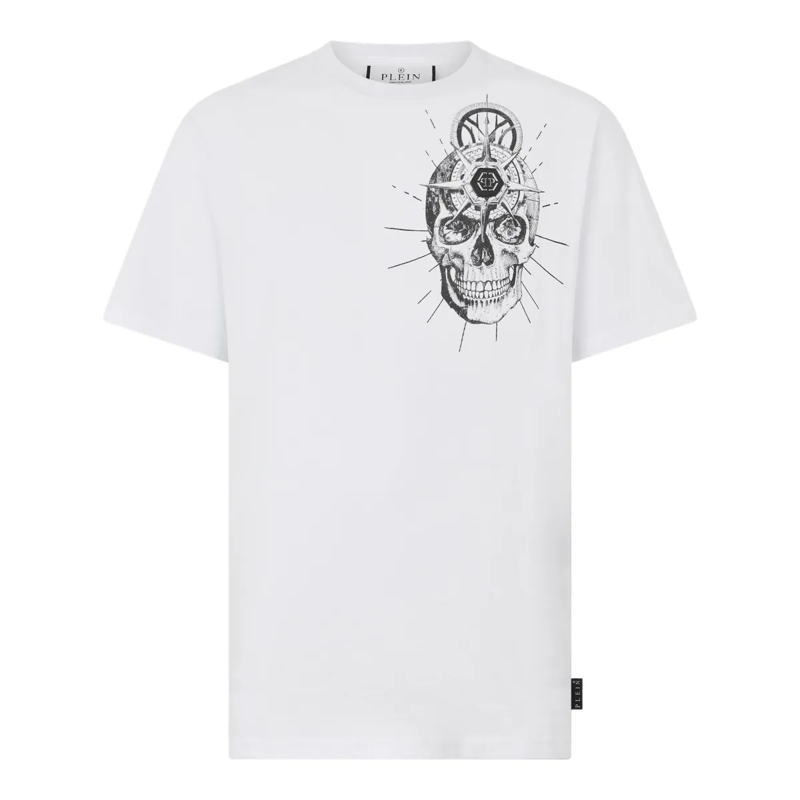 Philipp Plein T-Shirt Round Neck T-Shirt Skull Tattoo weiss