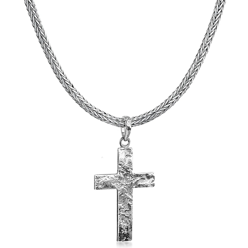Kuzzoi Mittellange Halskette Halskette Herren Kreuz Oxidiert Massiv 925 Sterlin silber