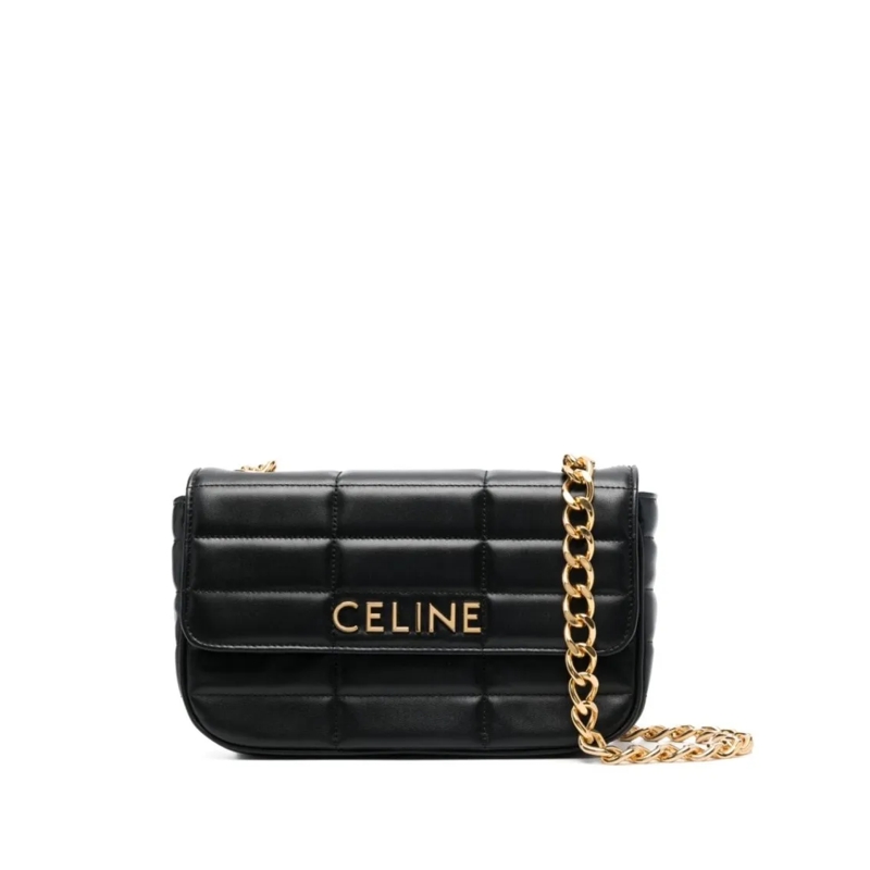 Celine Schultertasche Chain Matelassé Leather Shoulder Bag Black