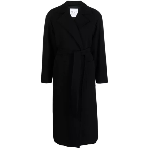 Mvp Wardrobe Long-Sleeve Belted Midi Coat Black 