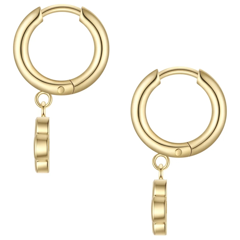 Glanzstücke München Ohrhänger Edelstahl Creolen Achat Kleeblatt gold(Image 4)