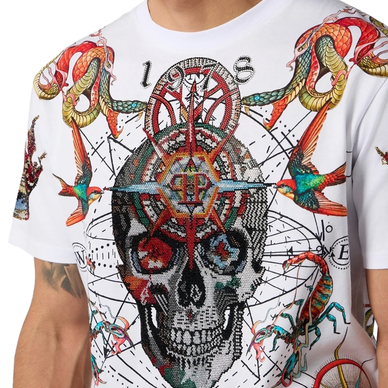 Philipp Plein T-Shirt Round Neck T-Shirt Tattoo Stones weiss(Image 5)
