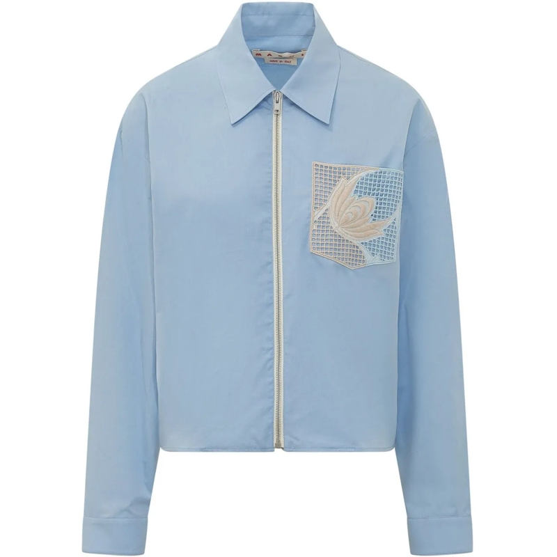 Marni Chemisier Camicia Oversize con Tasca hellblau
