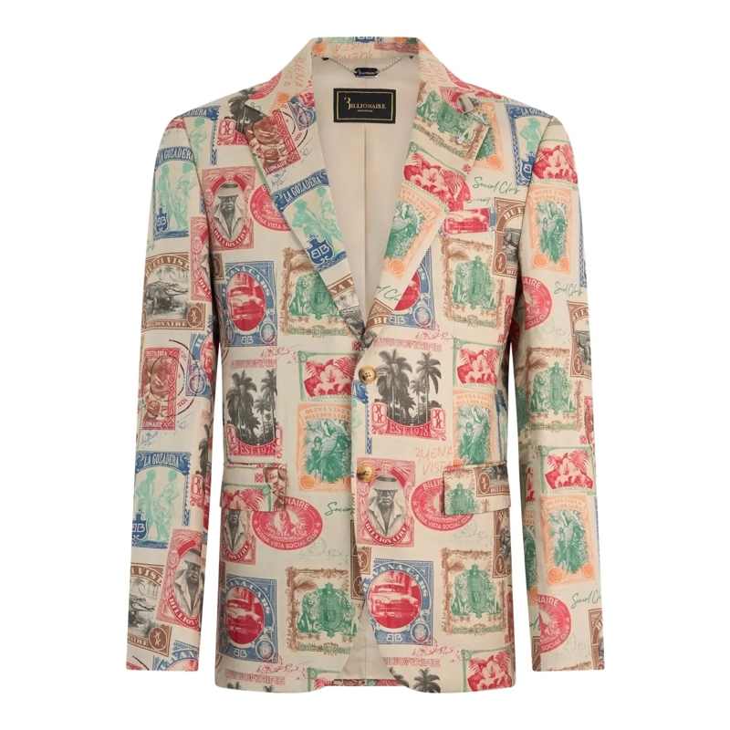 BILLIONAIRE Blazer Printed Linen Blazer Gigolo Fit bunt