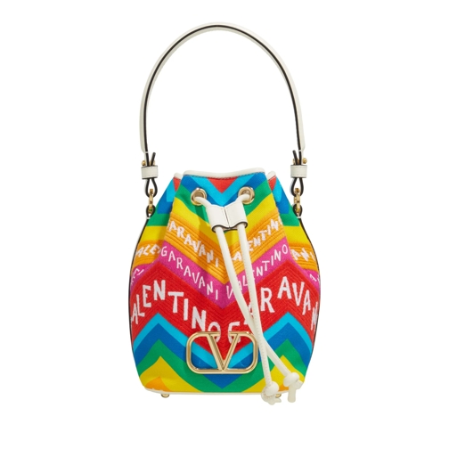 Valentino Garavani Crossbody Bag Mini Drawstring Canvas Multicolor / Beige