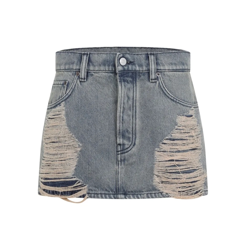 Acne Studios Midirock Mid Blue Cotton Denim Mini Skirt Blue