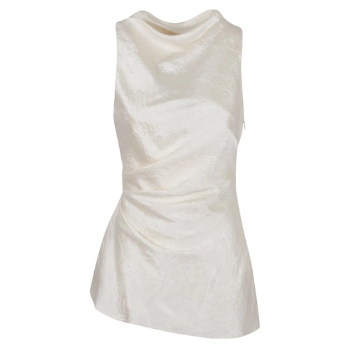 Alexander McQueen Blusen White Sleeveless Satin Top White