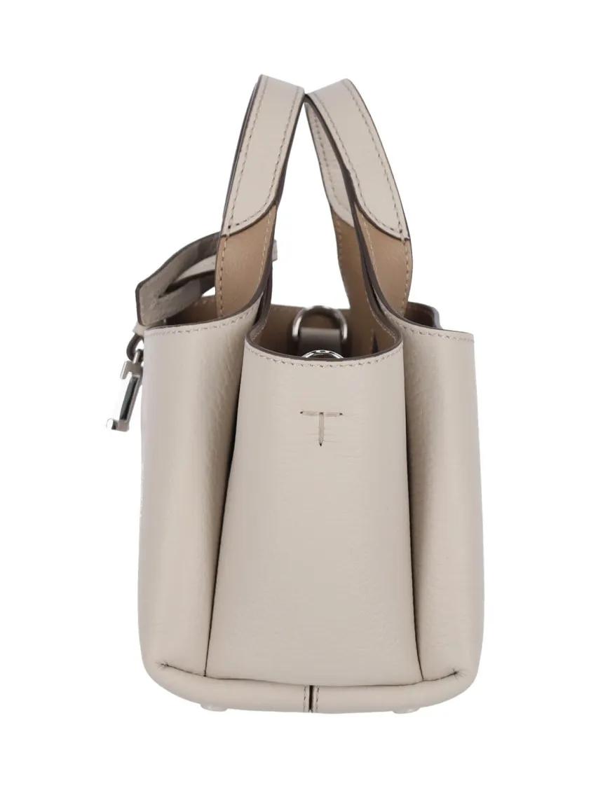 TOD'S Hobo bags Structured Panna Leather Shoulder Bag in beige