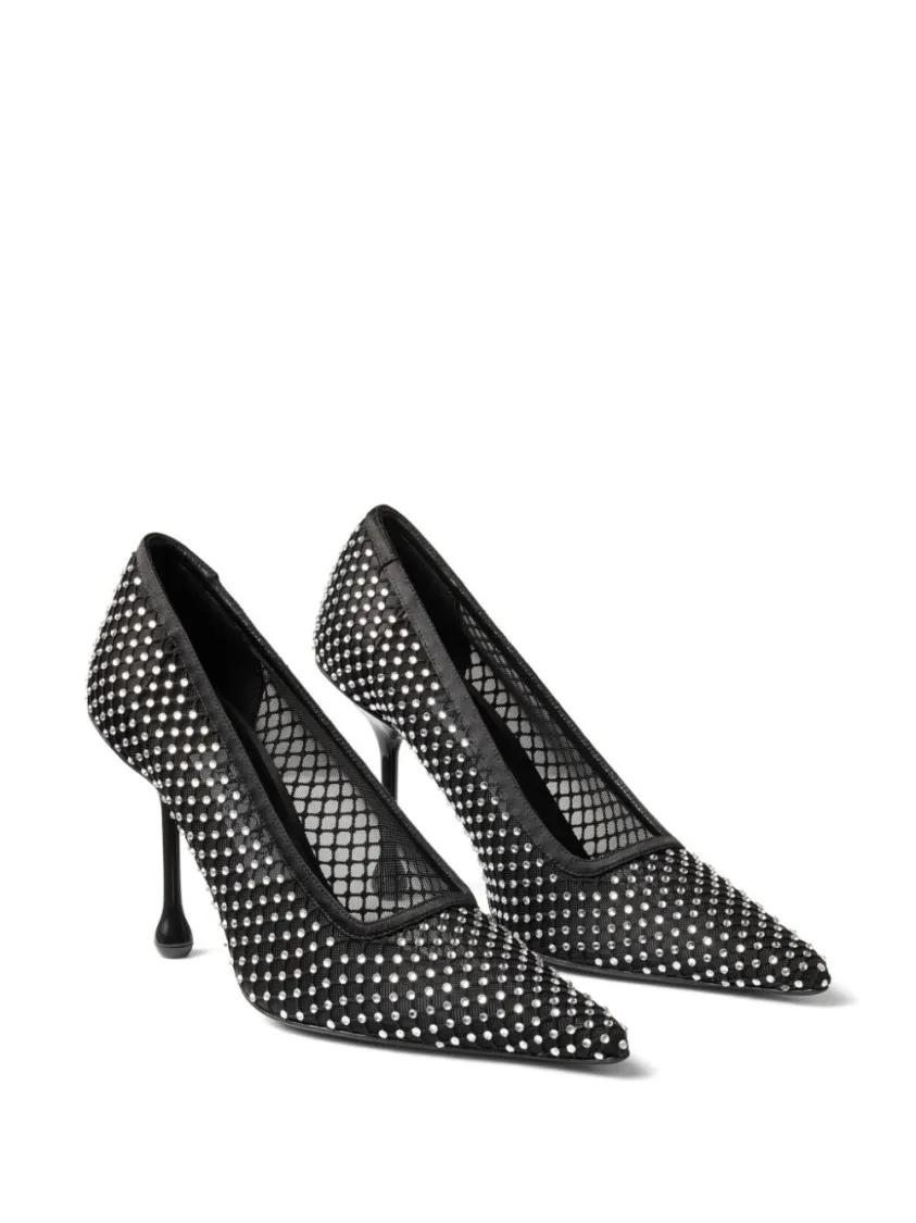 Thumbnail - Jimmy Choo Hohe Schuhe - Pointed Toe Pumps With Mesh Overlay And Shimmering - Gr. 37 (EU) - in Grau - für Damen