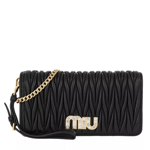 Miu Miu Matelassé Wallet On Chain Black Crossbody Bag