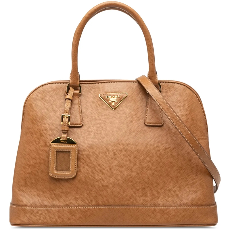 Prada Sac à bandoulière Medium Saffiano Lux Open Promenade Satchel braun