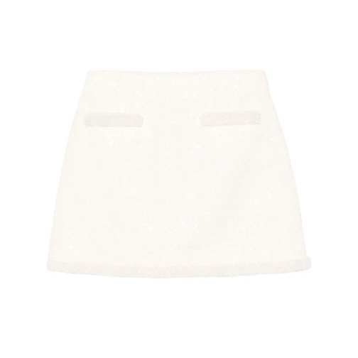 Self Portrait Mini-Röcke Bouclé Pearl-Trim Mini Skirt White