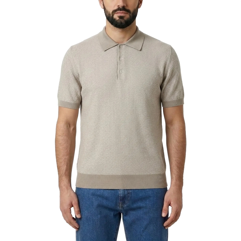Canali Polohemd Poloshirt aus Baumwollstrick beige(Image 2)