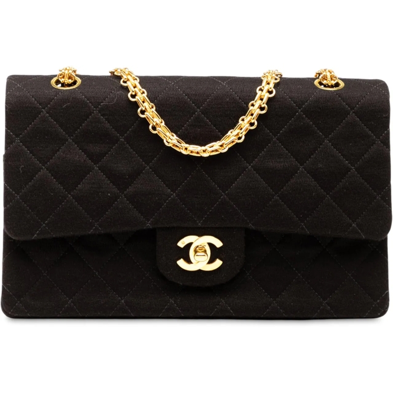 Chanel Sac à bandoulière Medium Classic Jersey Bijoux Chain Double Flap schwarz