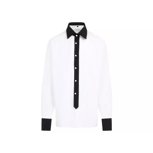 Prada White Black Cotton Shirt White 