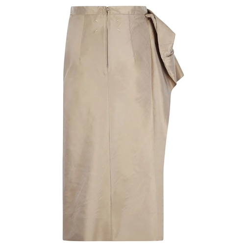 Maison Margiela Midi Rokken Midi Skirt In Polyester And Silk Neutrals