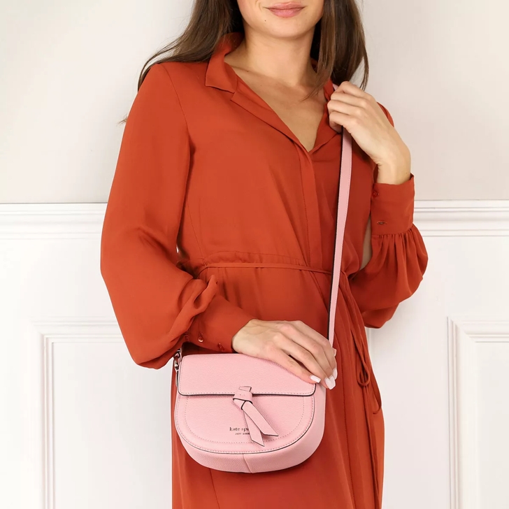 Kate Spade New York Knott Pebbled Leather Medium Saddle Bag Pink