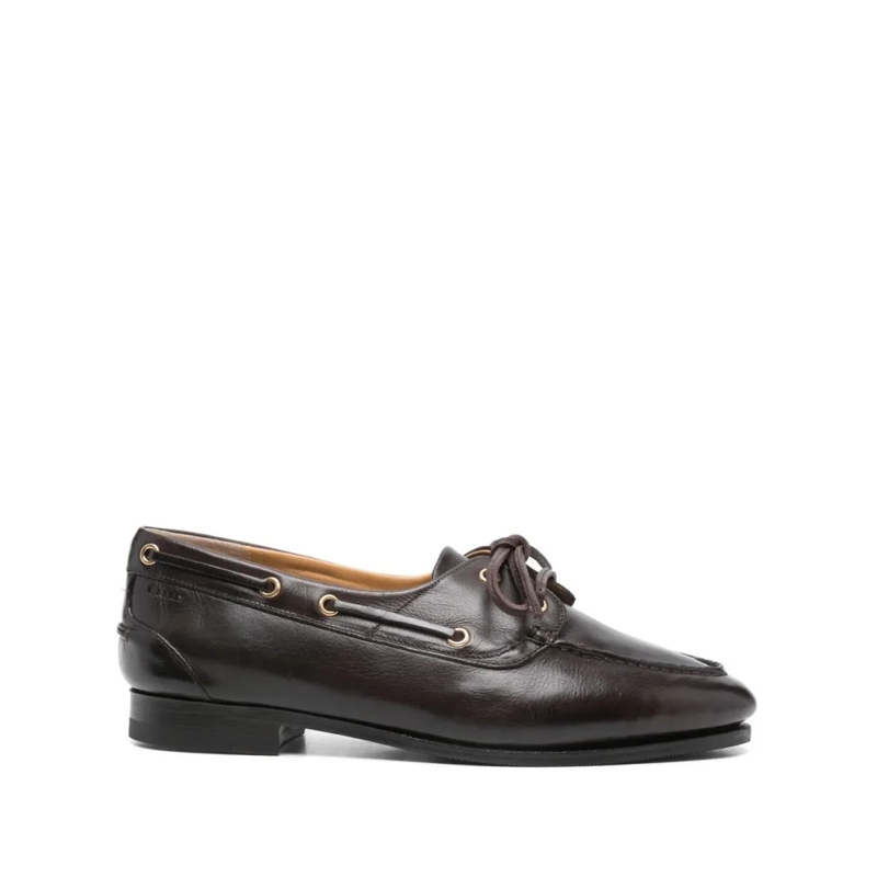 Bally Balletschoenen Coffee Brown Leather Flat Shoes Grey