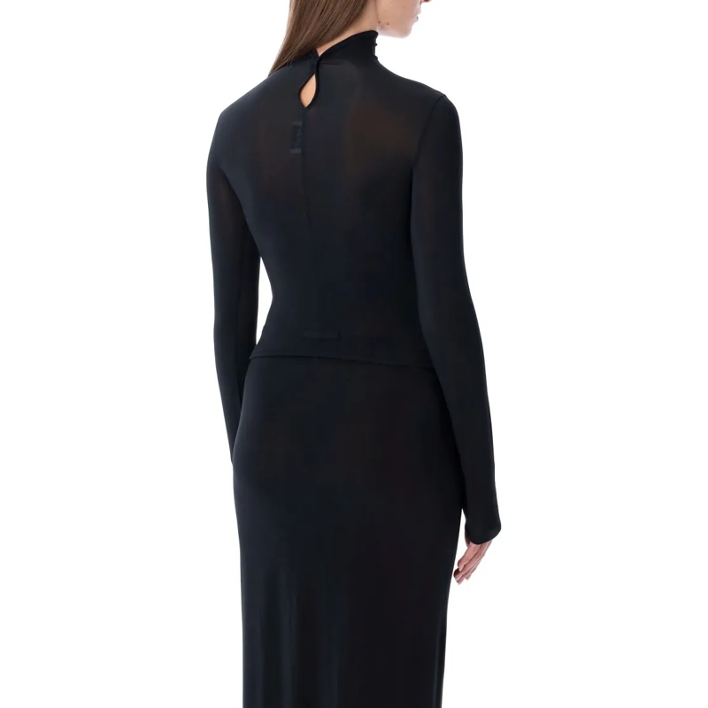 Jean Paul Gaultier Langärmeliges Oberteil Long-Sleeve High-Neck Body With Lingerie Details Black