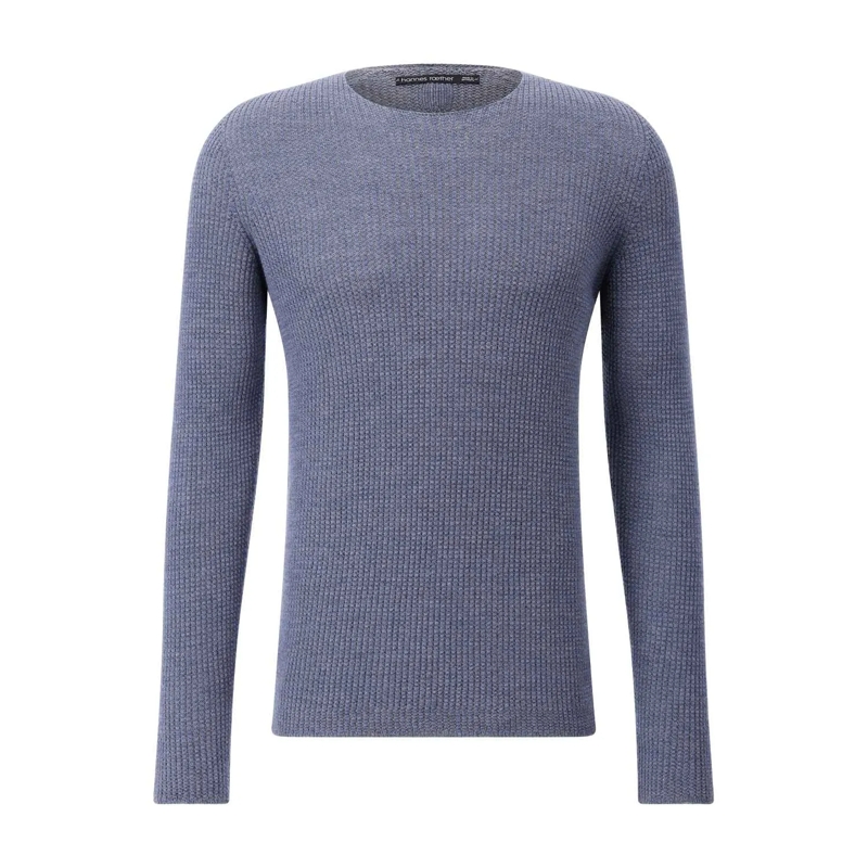 Hannes Roether Pullover Strickpullover aus Schurwolle Blau