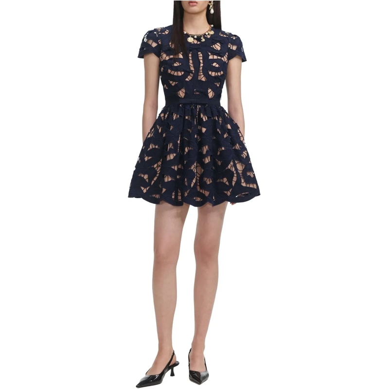 Self Portrait Mini-robe dress navy blau