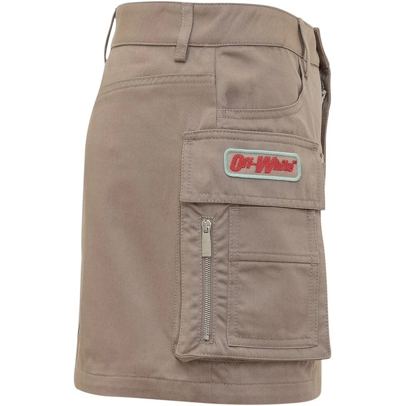 Off-White Minirock Mini Skirt con Tasche e Fibbie taupe(Image 3)