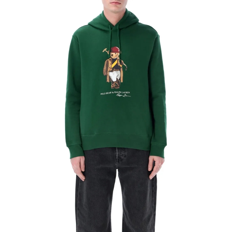 Polo Ralph Lauren  Polo Bear Graphic Hoodie In Rich Green Cotton-Blen Black