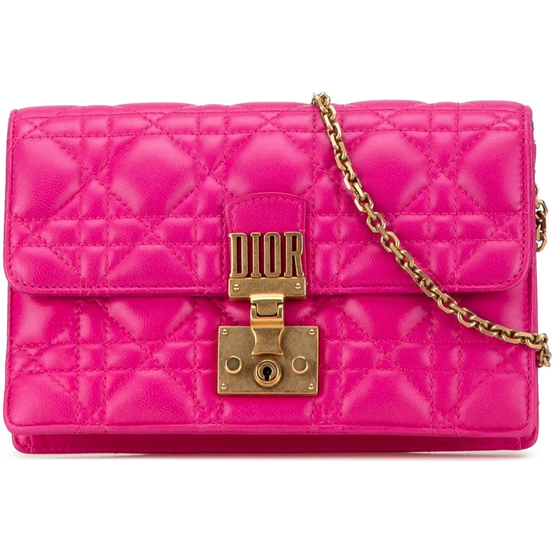 Christian Dior Schultertasche Lambskin Cannage DiorAddict Wallet on Chain rose