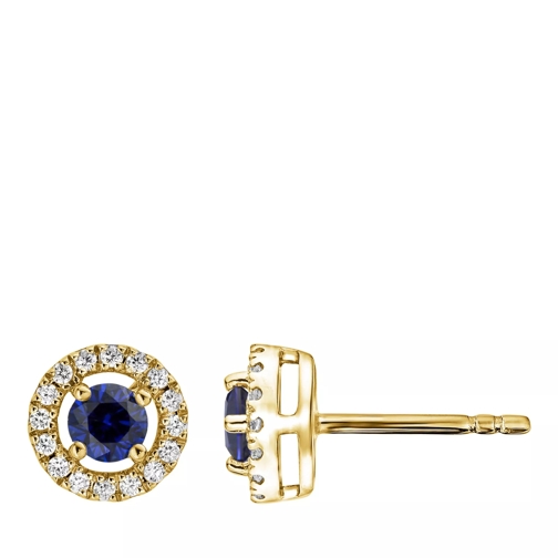 Created Brilliance The Orla Yellow Gold, Created Sapphire and Diamond Yellow Gold Stud