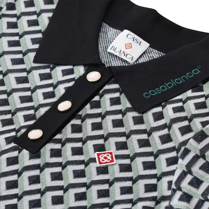 Casablanca Minikleid Midi-Kleid mit Polo-Kragen grün(Image 3)