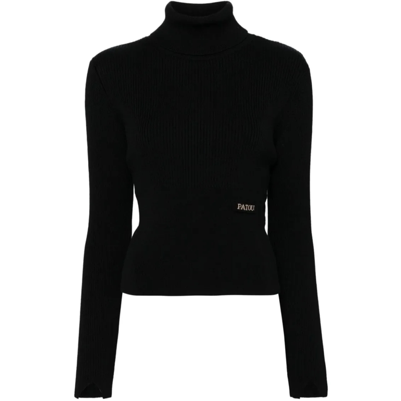 Patou Rollkragenpullover Ribbed Knit Sweater Black