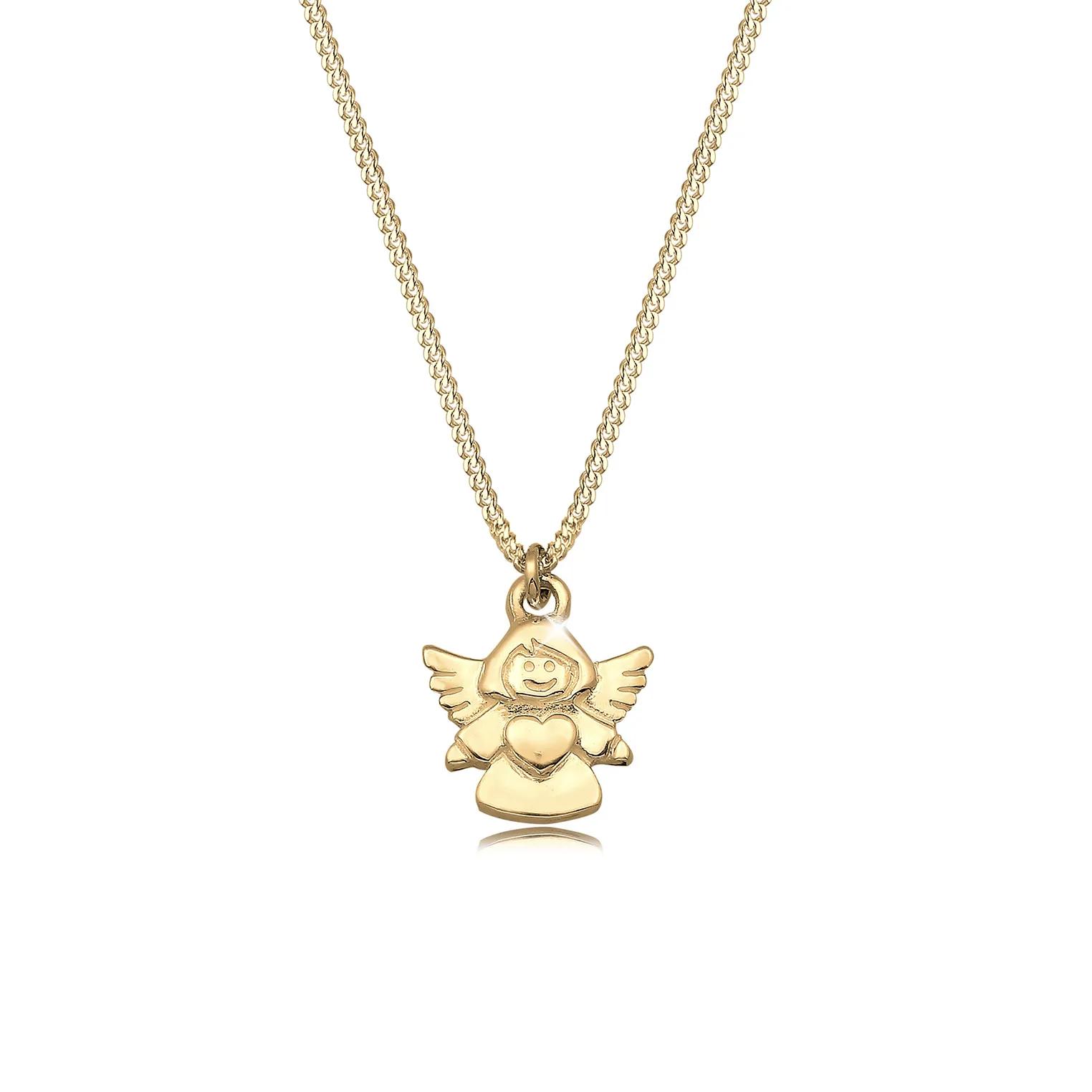 Elli Halsketten - Halskette Kinder Engel Taufe Kommunion Talisman 37 - Gr. unisize - in Gold - für Damen