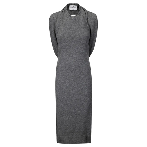 Courrèges Midi-Kleider Sleeveless Wool Dress Grey