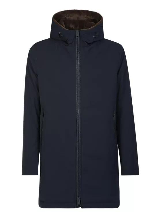 Herno Keystone Parka With Internal Synthetic Fur Blue