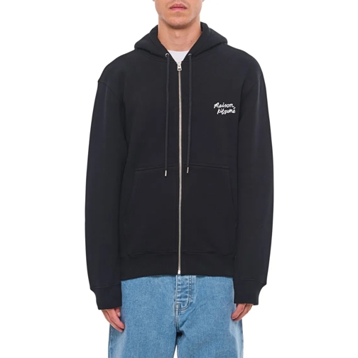 Maison Kitsune Hoodie Handwriting Comfort Zipped Hoodie Black