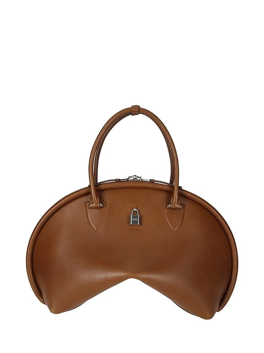 Acne Studios Crossbody bags Curved Brown Handbag With Double Slider Zip in bruin