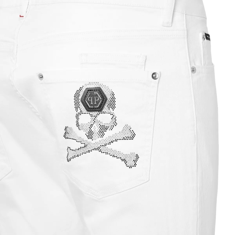 Philipp Plein Jeans mit geradem Bein Denim-Hose Skull weiss(Image 3)