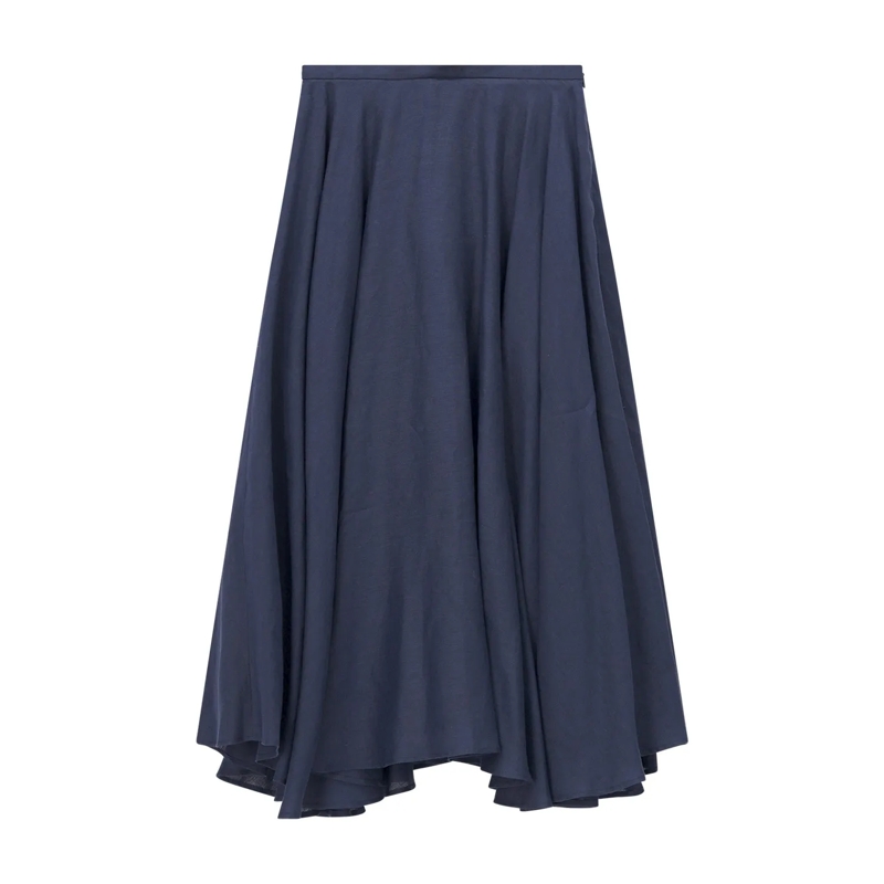 Lardini Minirok Midirock aus Leinen blau