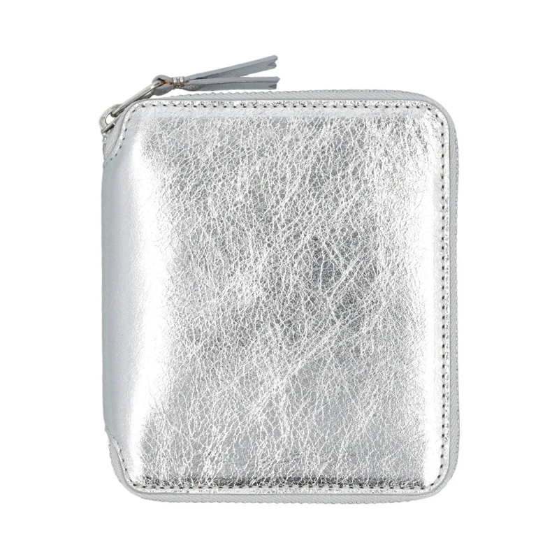 Comme des Garcons Geldbörse Metallic Zip Around Wallet White