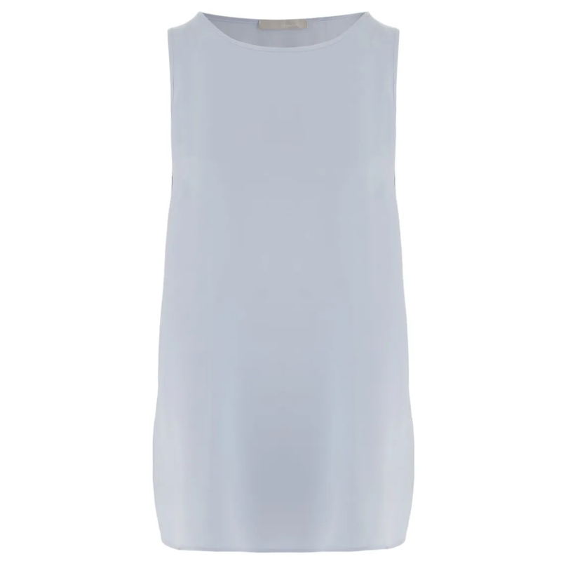 Allude Bluse Light Blue Stretch Silk Tank Top Grey