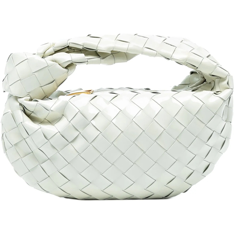 Bottega Veneta Schultertasche Mini Patent Intrecciato Jodie weiß