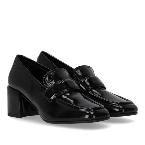 Halmanera Glaze Black Heeled Loafer Black Mocassin