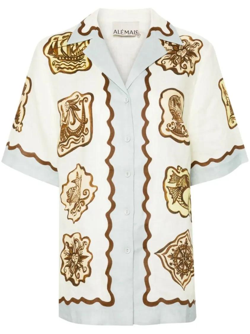 Alemais - Light Beige/Multicolour Relic Shirt - Größe 10 - bunt