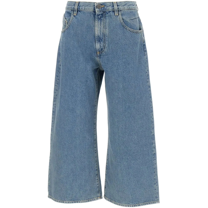 The Attico Boyfriend-Jeans Shorts Blue blau