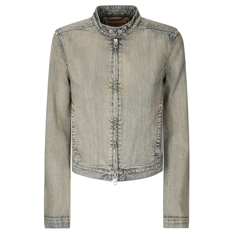 Diesel Jeansjacke Faded Denim Jacket With Stand Collar Blue