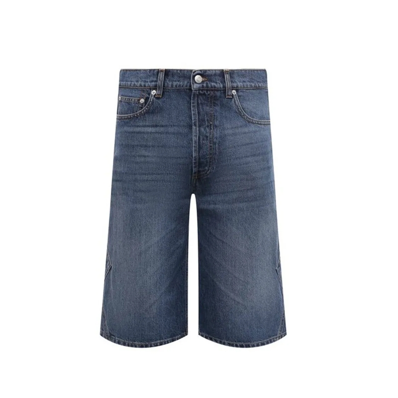 Alexander McQueen Short décontracté Classic Blue Denim Shorts With Five-Pocket Design Grey