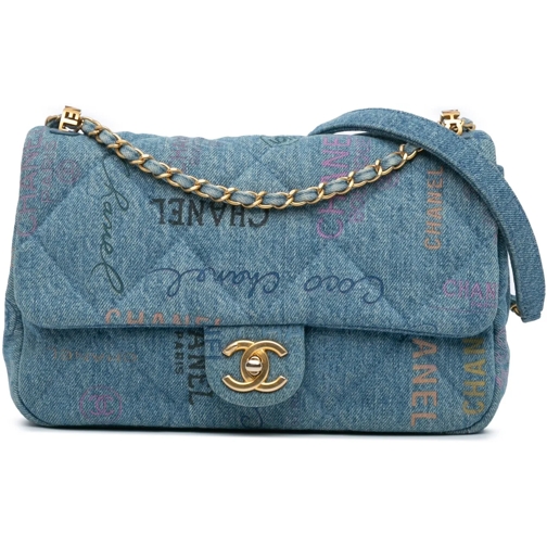 Chanel Sac à bandoulière 2021-2024 Medium Quilted Denim Mood Flap blau