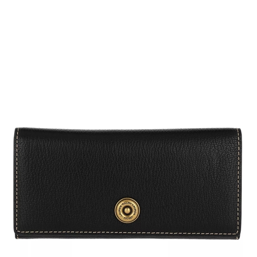 Lauren Ralph Lauren Millbrook Wallet Pebbled Leather 2 Black/Truffle Portefeuille à rabat
