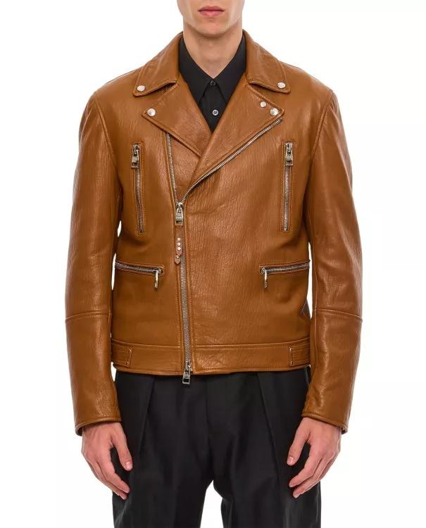 Alexander McQueen - Leather Jacket - Größe 50 - braun